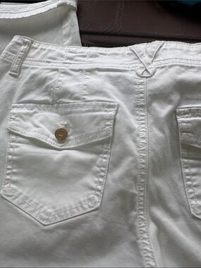WHBM White Cargo Crop Pants